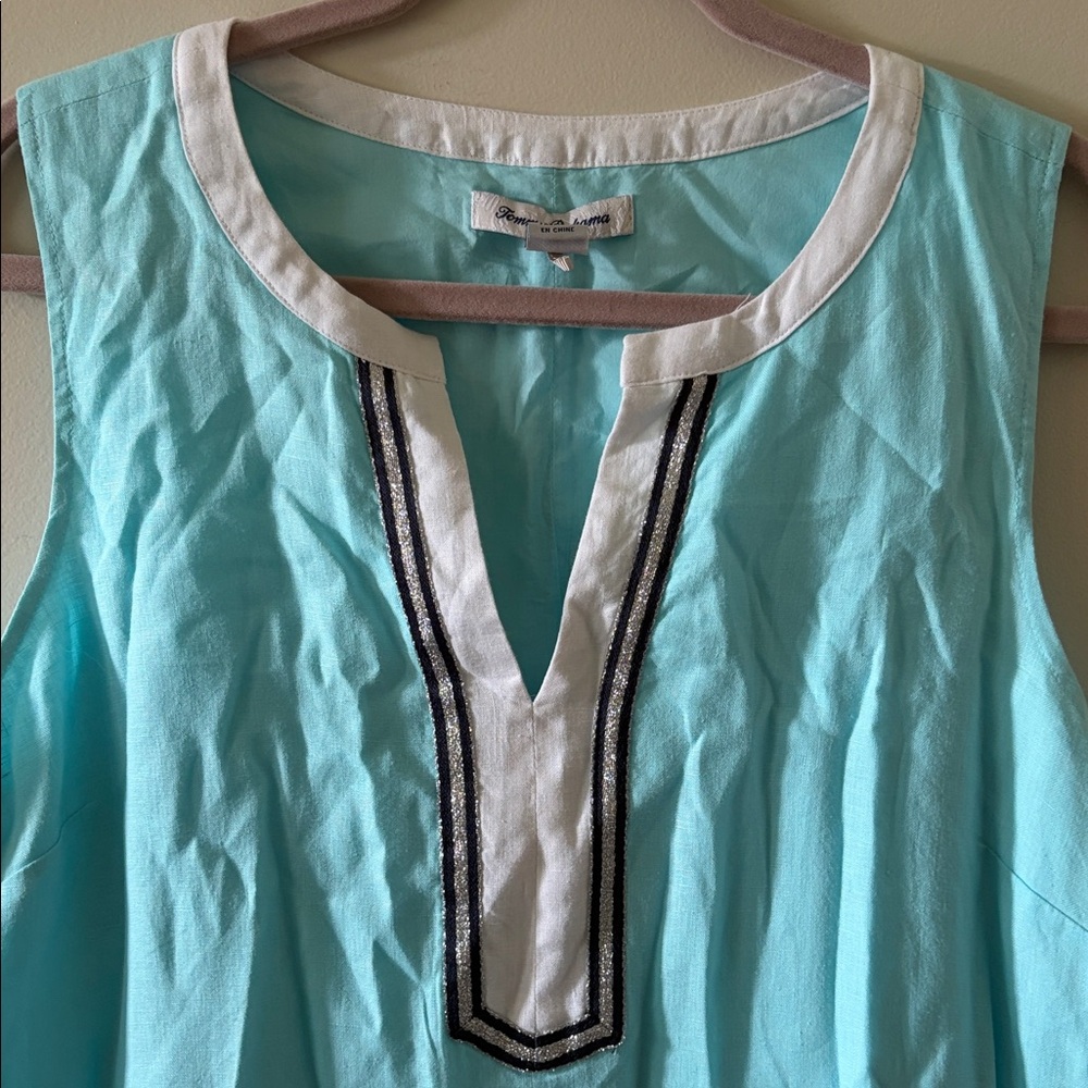 Tommy Bahama Two Palms Shift Dress 100 % Linen SZ Large - Picture 4 of 6